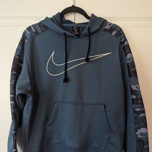NIKE - Women's Blue Camoflauge Dri-Fit Hooded Sweatshirt - Size Medium